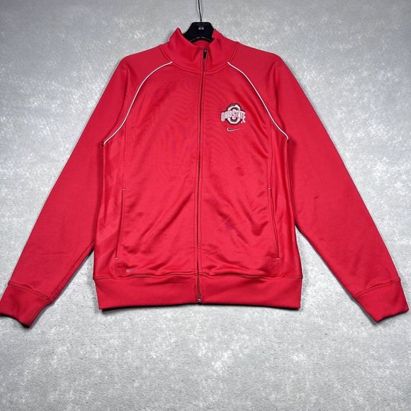 Vintage Nike Team Sweatshirt Men’s Medium Red Ohio State Buckeye Full Zip Swoosh - Picture 1 of 16